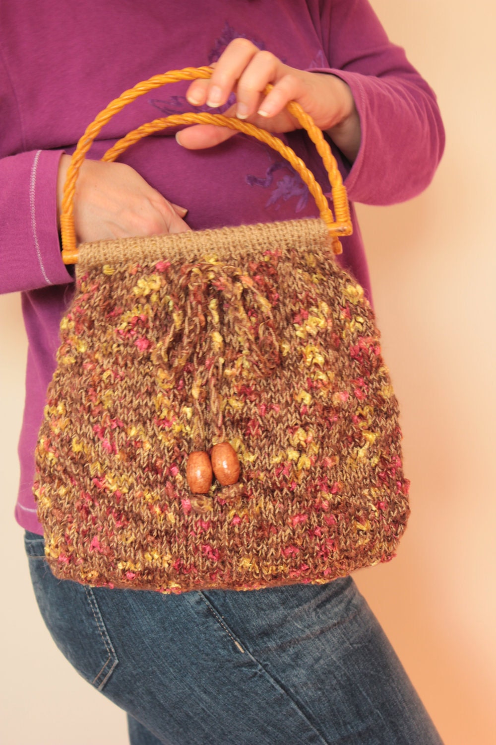 Handknit Everyday Bag  - Multicolor - Small -OOAK Bag Spring Fashion Fall Fashion Holiday Accessories. Beautiful Handmade