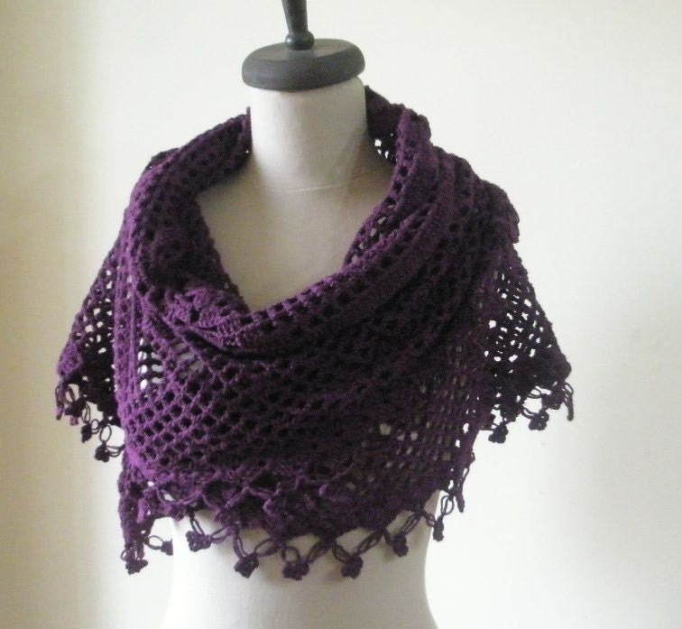 RESERVED For Janice Bamboo Handmade Cotton Shawl Triangle Stole Scarf