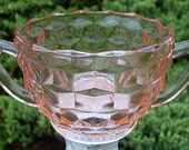 Jeannette Glass Cubist Cube Pink Depression Open Sugar Handle