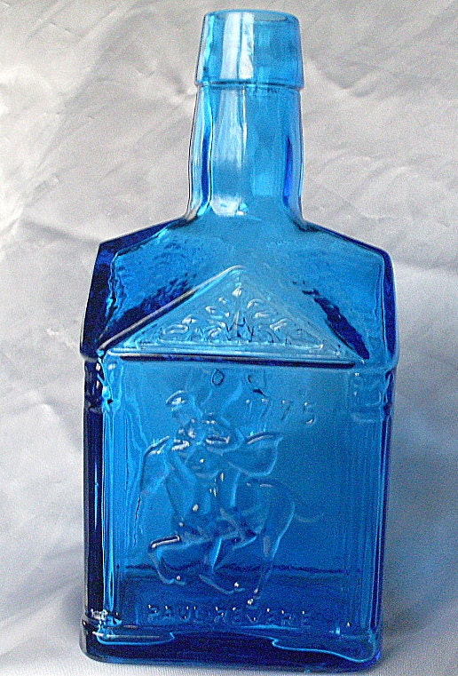 Wheaton cobalt blue Paul Revere glass bottle Vintage by ddb7