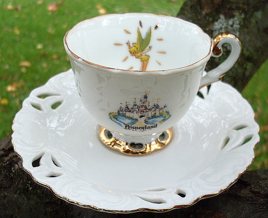 Cup Gold ddb7 and saucer Disney vintage Vintage Welborn tinkerbell cup Tea Tinkerbell Eleanore  by