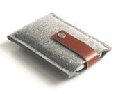 iPhone/iPod Case - Grey Wool Felt and Brown Leather