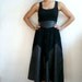 LINA French Vintage Black Leather Suede Maxi Skirt