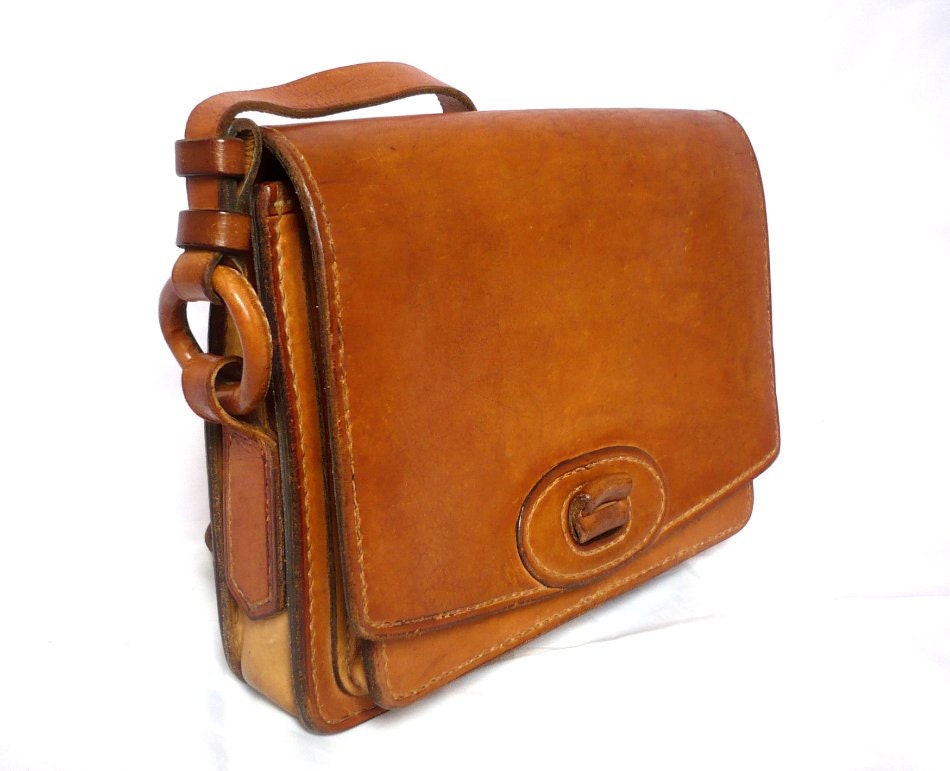 MICHEL French Vintage Tan Leather Shoulder Bag / Satchel