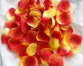 100 Orange and Yellow ARTIFICIAL SILK Rose PETALS for Wedding Decorations