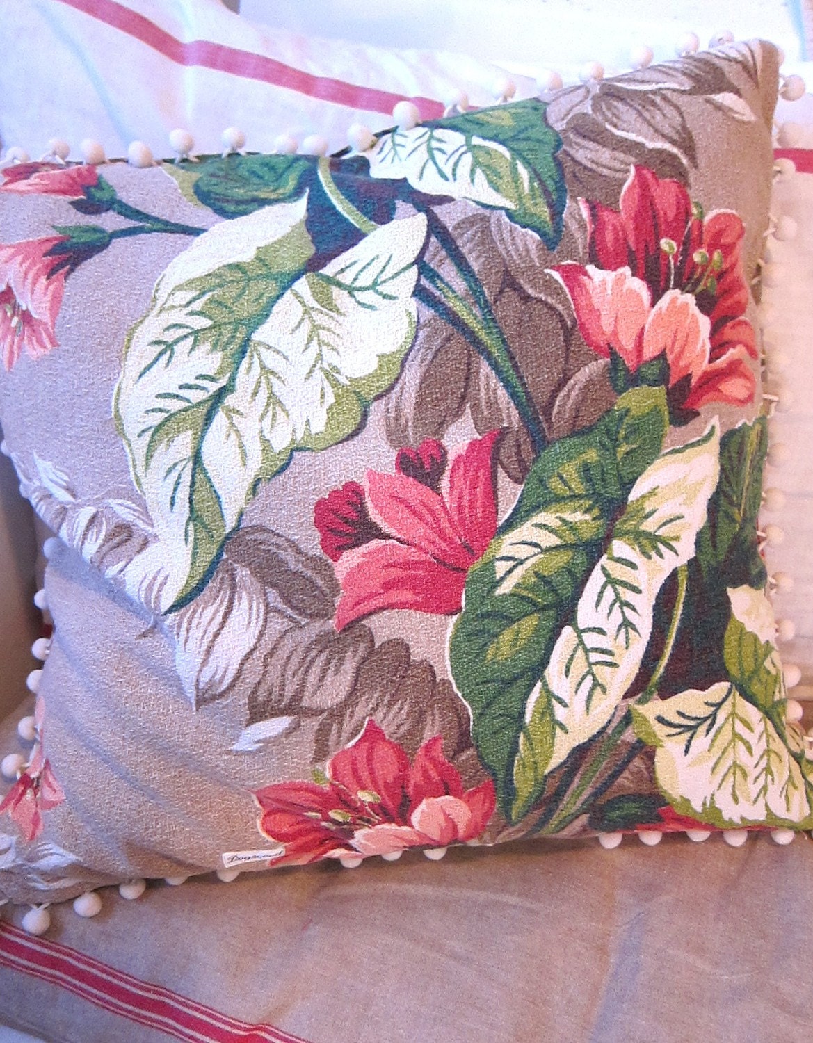 Vintage Barkcloth  Pillow