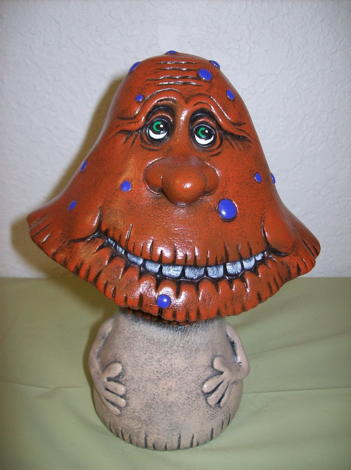 Ceramic Funny Face Mushroom For Your Gnome Garden by Cinstreasures