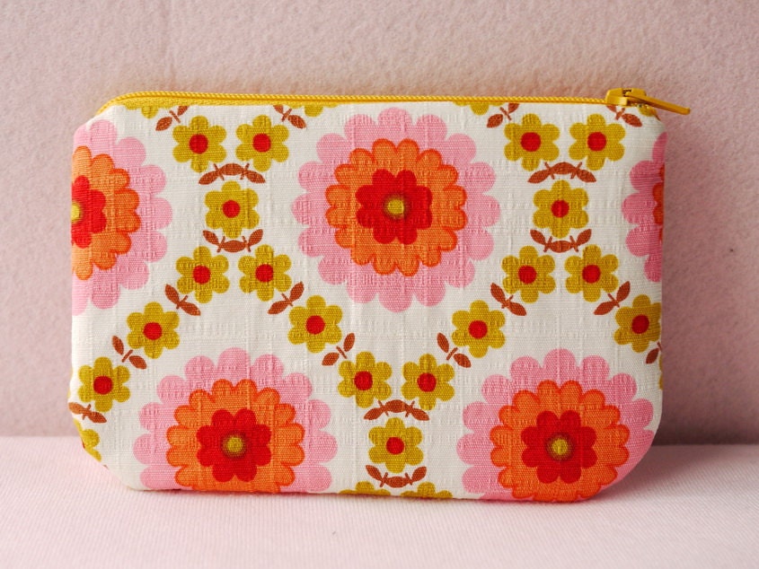 Floral mini zippered pouch (yellow)