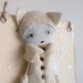 Art Doll Brooch Cat Hat mixed media collage - Free worldwide shipping