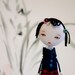 Art Doll Brooch Japanese School girl mixed media collage