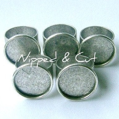 5 Patera Antique Silver Round Ring Blanks Bezels Trays Settings for mosaics, resin, polymer clay, photos