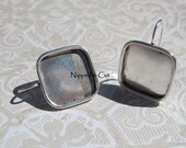 2 Earring Blanks Square Sterling Silver Plated Bezels Trays Settings for mosaics, resin, polymer clay, photos