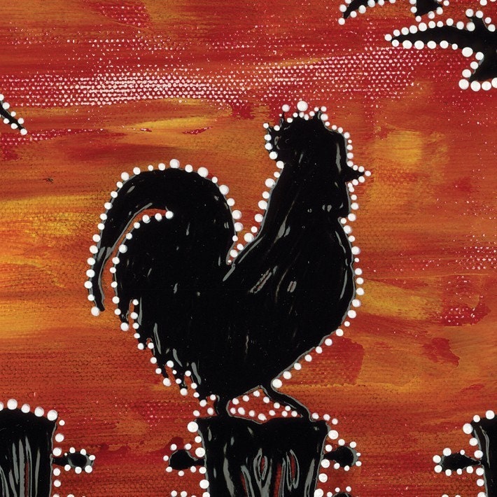 Rooster on a Guitar Print by binglishART