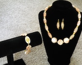 Red Line marble with gold filled accent beads jewelry set