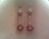 Glimmer and Gold swarovski crystal and antiqued gold earrimgs