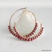 Ruby Jewelry, July Rubies on Gold Hoop Earrings, Wire wrapped Hand Forged GF Hoops, Deluxe Gift for Her, July Birthstone