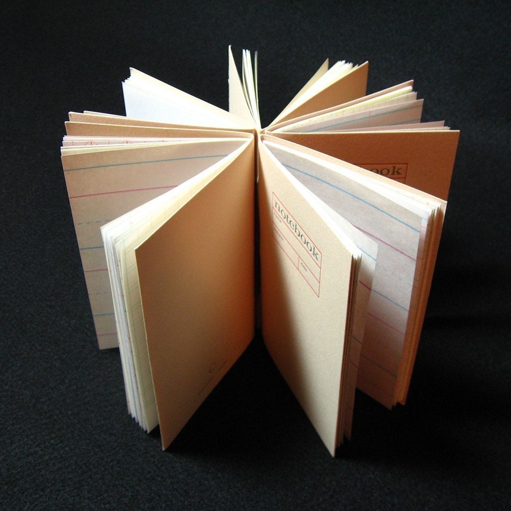 small Noteybook - letterpress printed cover with assorted new and vintage pages