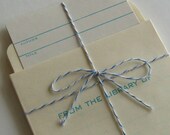 letterpress printed library card and pocket set of 5