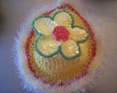 Buttery and Glittery Newborn Hat with Sequin Daisy