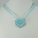 Glass Heart Necklace Aqua and White w Ribbon - Love Grows