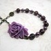 Purple Rose Necklace - "Reverie in Indigo", Victorian Style Beaded Necklace, Pearl and Glass Jewelry