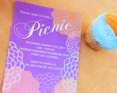 VIBRANT CHRYSANTHEMUM Printable Party Invitation - Purple, Pink, and Orange