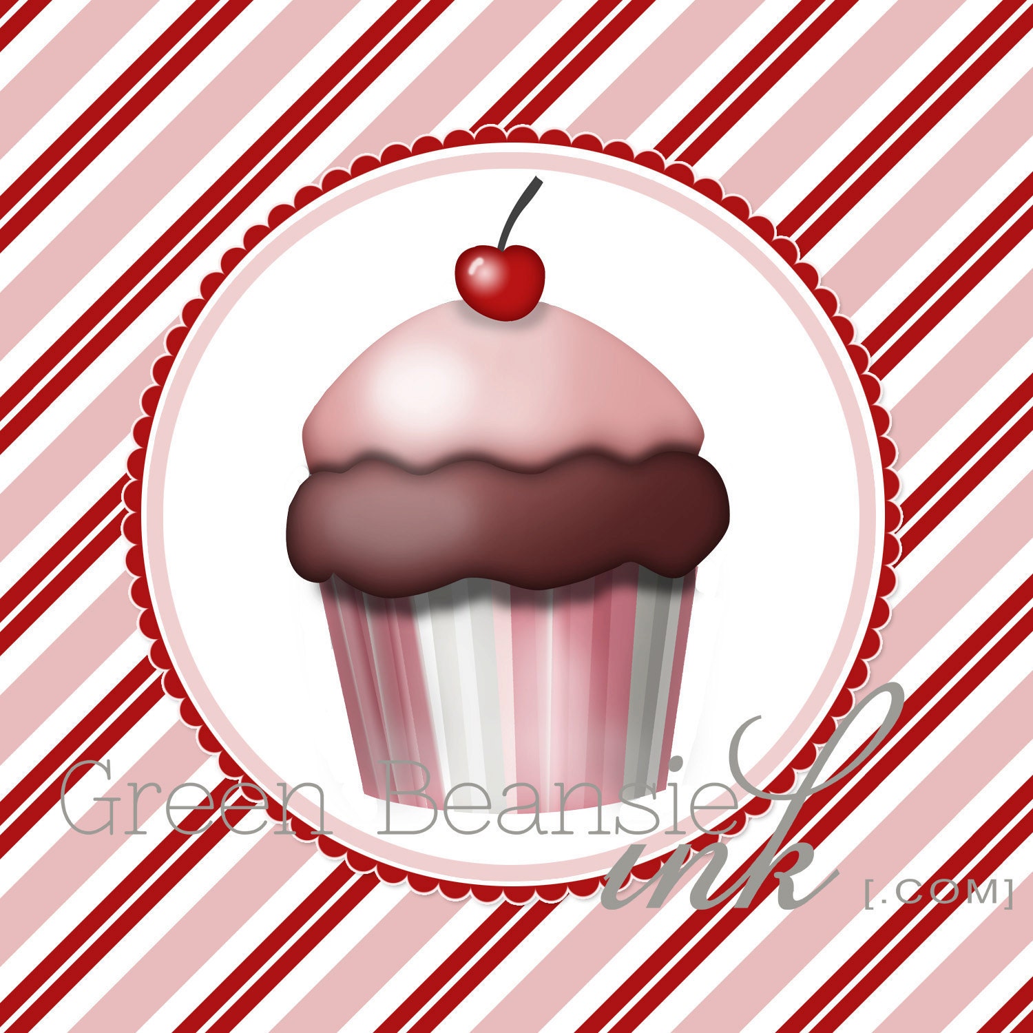PINK & RED CUPCAKE Printable Cupcake Toppers
