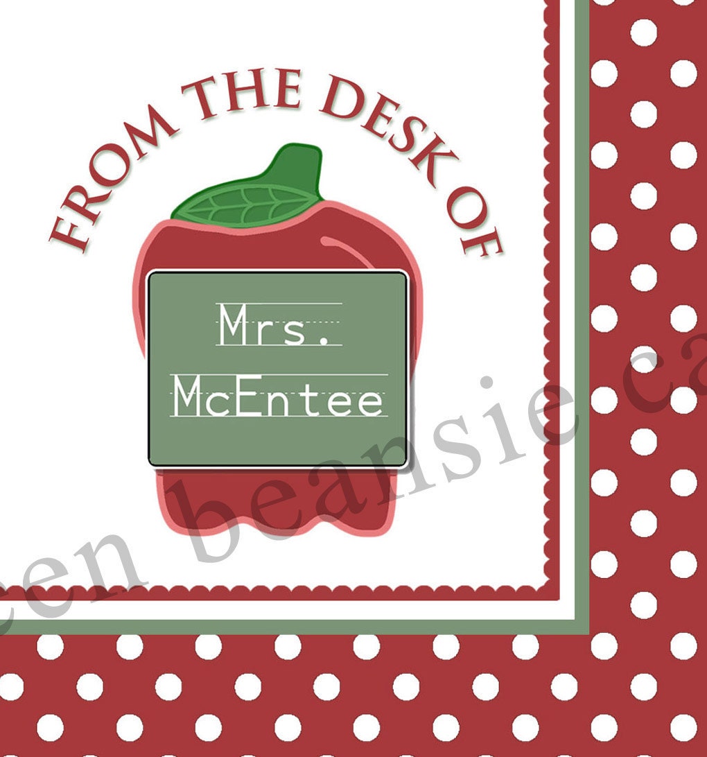 SCHOOL TEACHER APPLE Printable Stationery Card - 4" x 6" or 5" x 7"