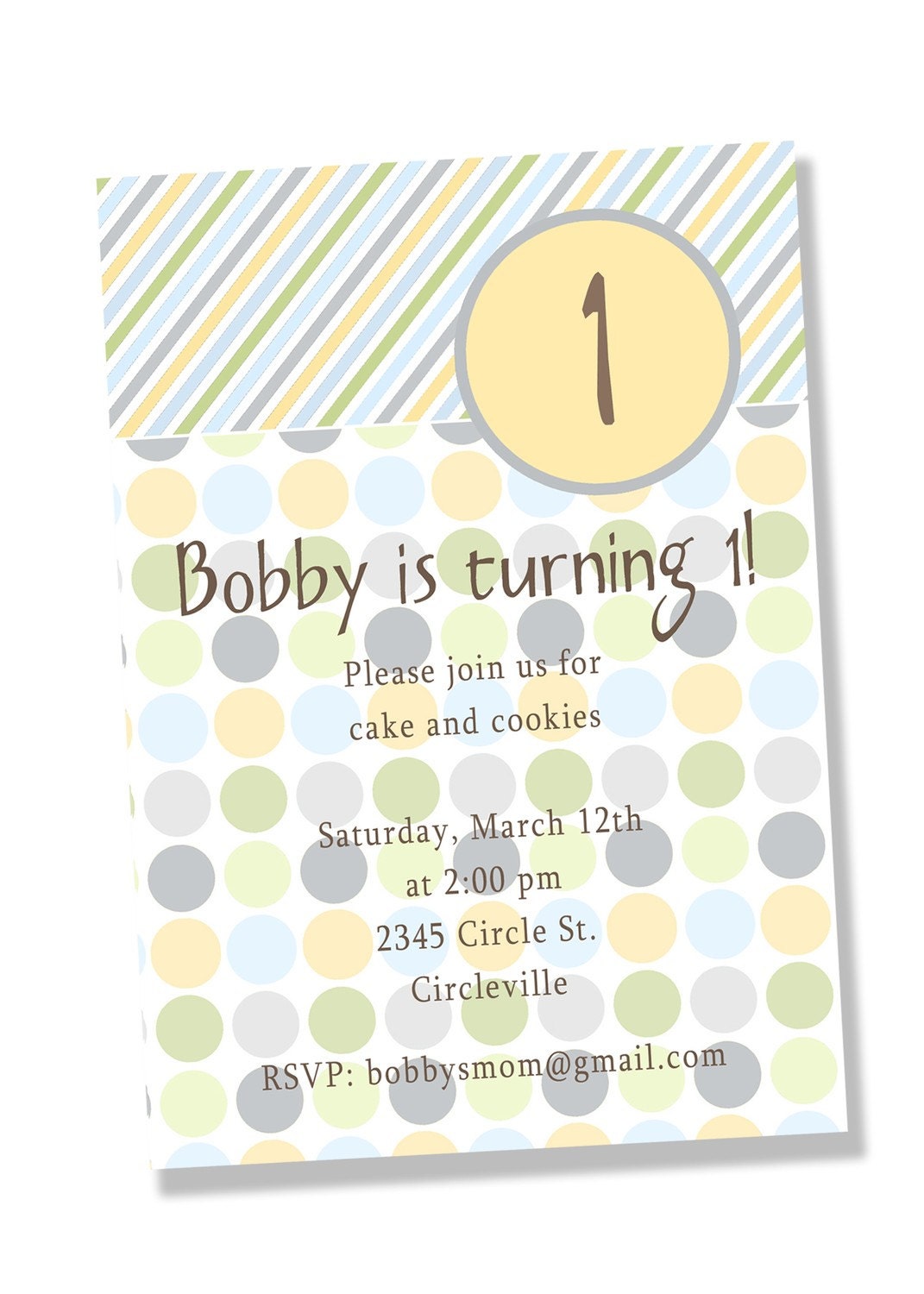POLKA DOT & STRIPES Printable Party Invitation - Boy Il_570xn
