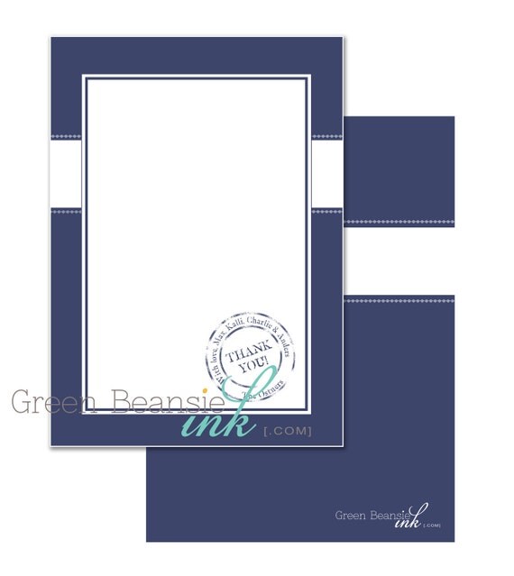 25 NAUTICAL STAMP Nautical Stamp 5" x 7" Thank You Card - Pearl Finish with Envelopes Il_570xn