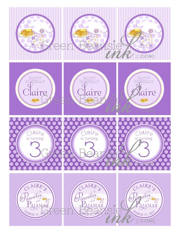 PANCAKES AND PAJAMAS Printable Cupcake Toppers Il_570xn