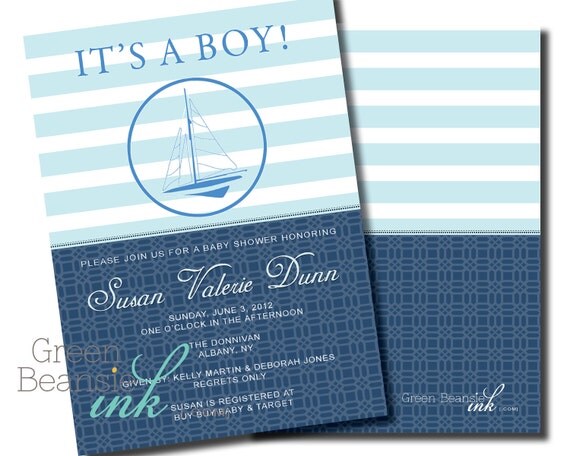 PREPPY NAUTICAL Printable Party Invitation - Aqua and Blue Il_570xn