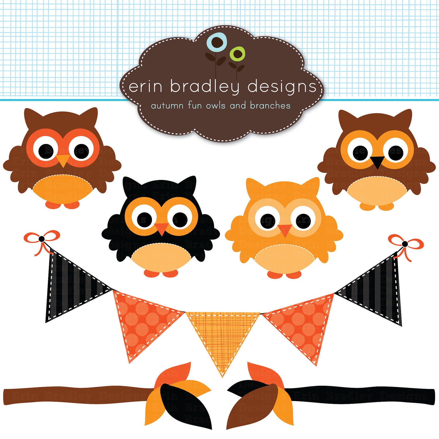 Halloween Owls Clipart Holiday Clip Art Graphics Commercial Use