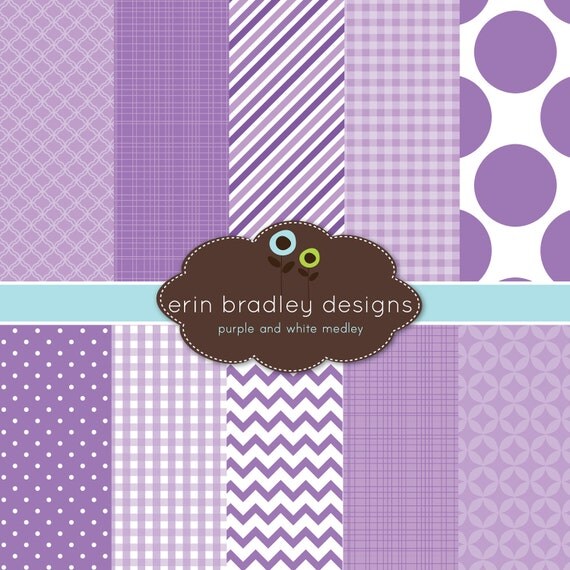 Purple Digital Paper Pack Personal & Commercial Use Scrapbooking Papers Instant Download Il_570xn