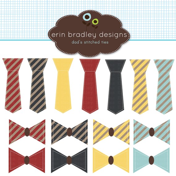 Dad's Stitched Ties and Bowties Clipart Clip Art Personal and Commercial Use Digital Designs Il_570xn