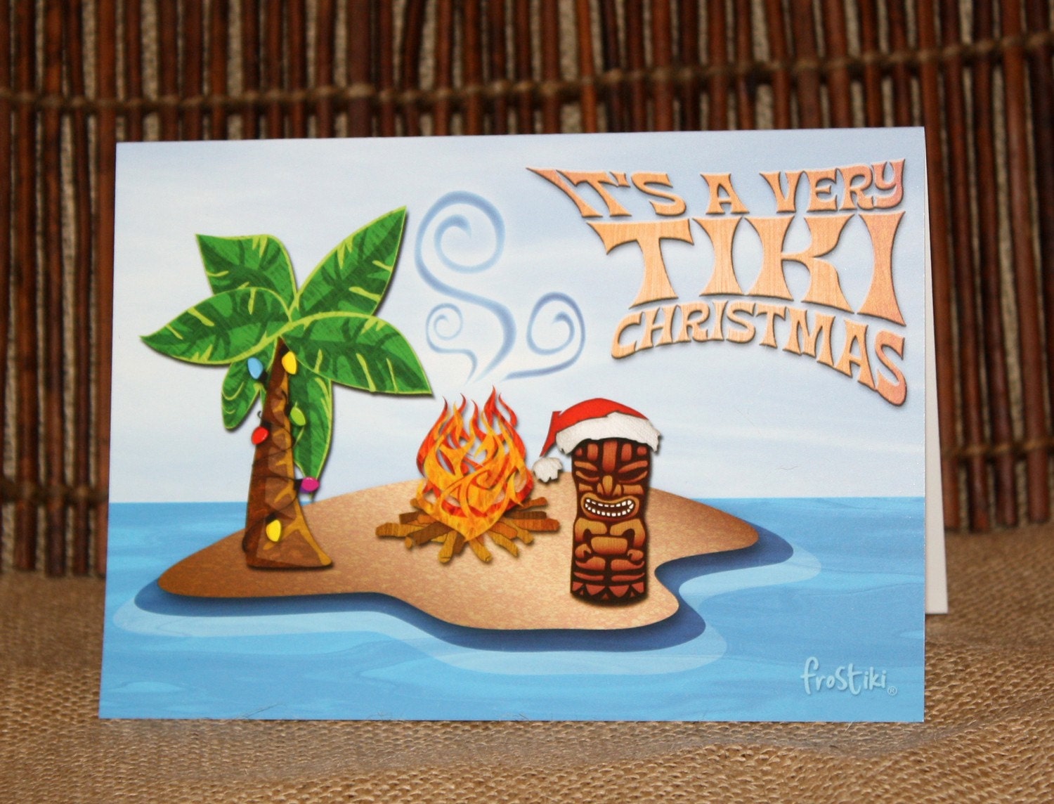 Very Tiki Christmas Holiday Cards - Set of 8 with Envelopes