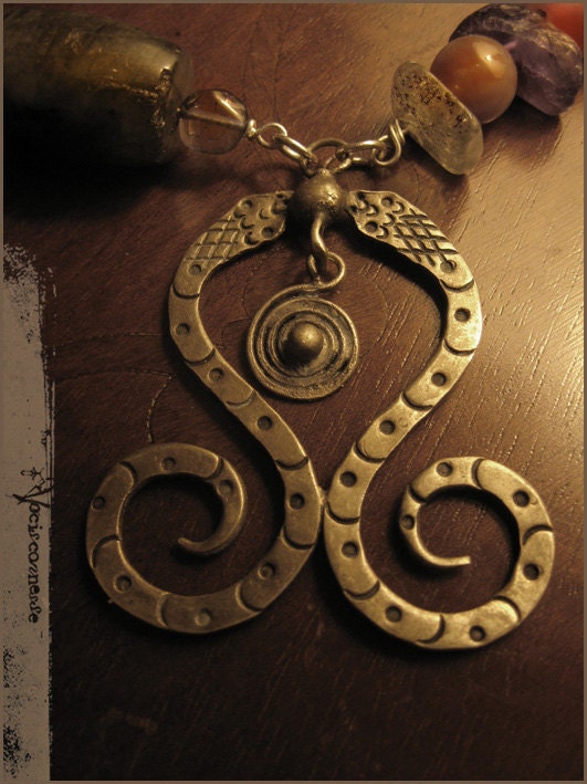 Reserved for Sharma- Snake spiral necklace- LAOS HILL TRIBE -with original Laos Tribal silver pendant labradorite and stones