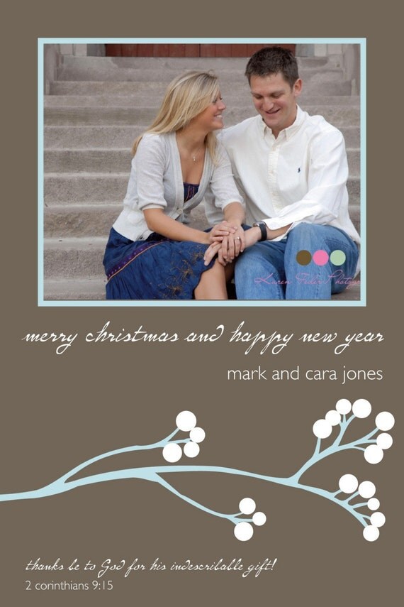 Winter Branch - Custom Photo Christmas New Years Card Il_570xn