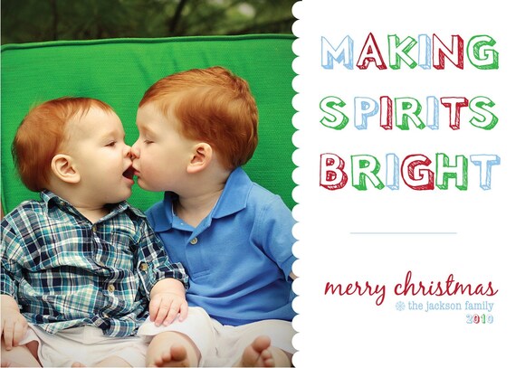Making Spirits Bright - Custom Photo Christmas Holiday New Years Card Il_570xn