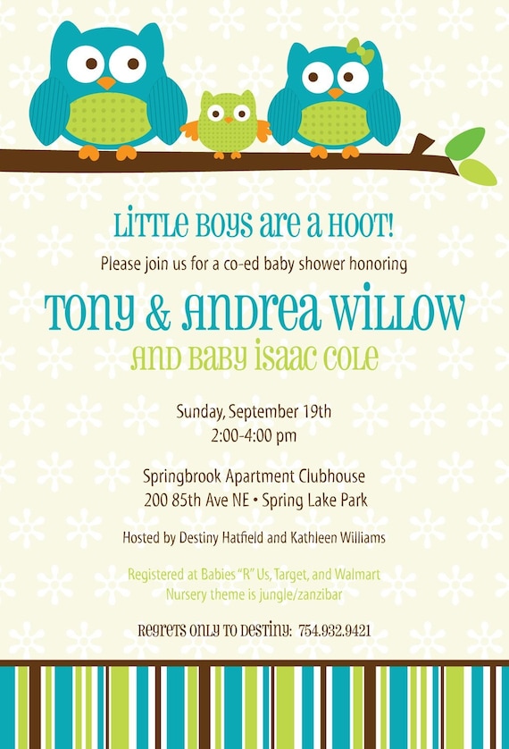 Owl Family Stripes - DIGITAL Custom Baby Shower Invitation Invite Il_570xn