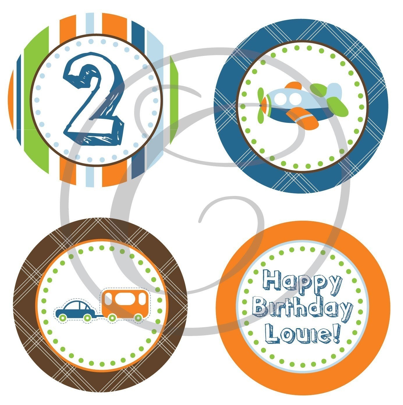 Things That Go- Customized DIY You Print Favor Tags, Cupcake Toppers, Decorative Circles Il_570xn