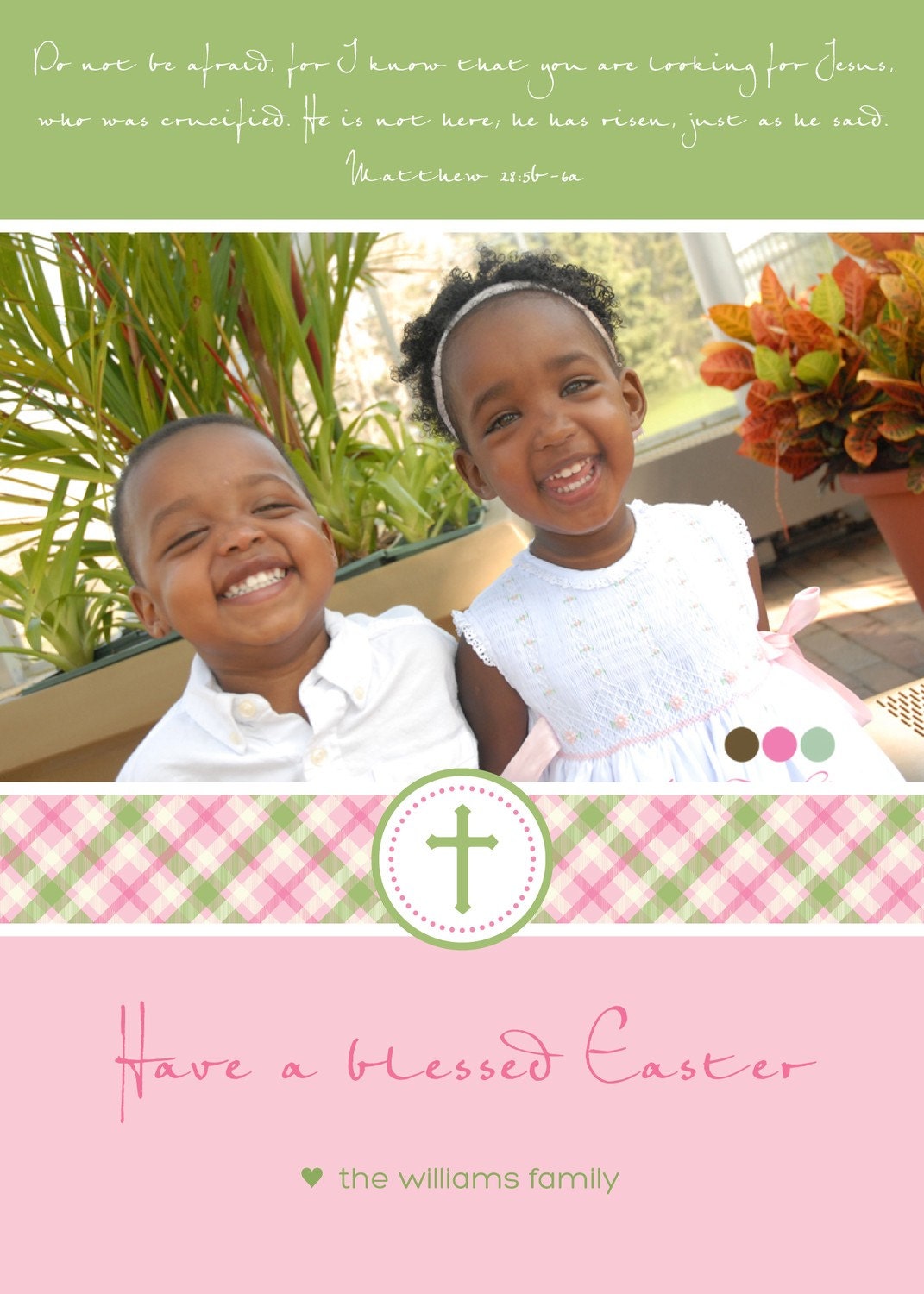 Plaid Cross - Custom Photo Easter or Spring Greeting Card Il_570xn