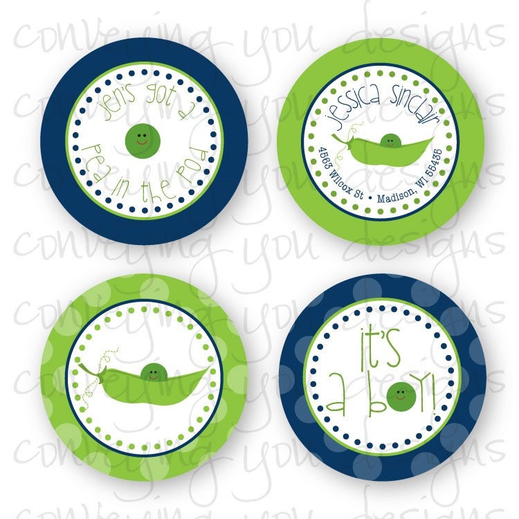 Pea in a Pod - Customized DIY You Print Favor Tags, Cupcake Toppers, Decorative Circles Il_570xn