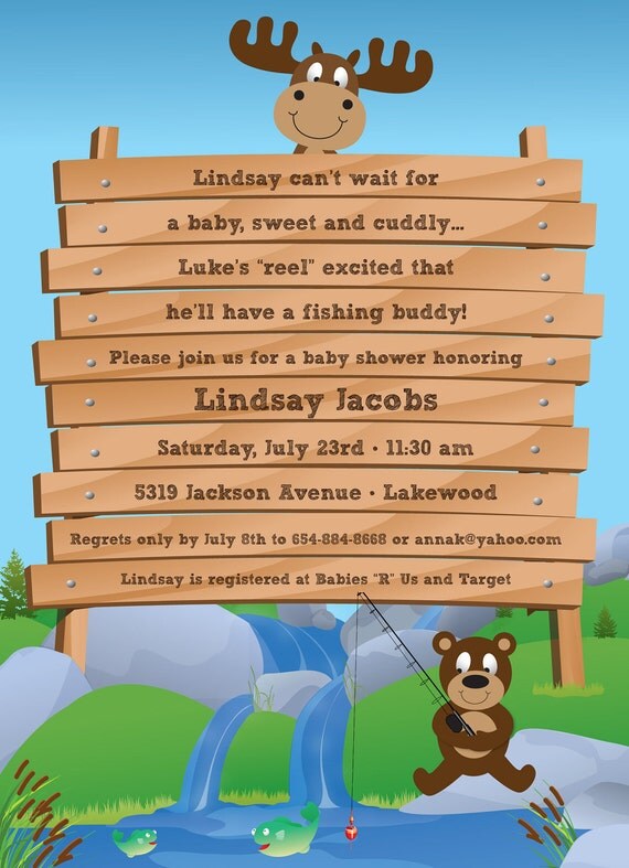 Fishing Friends - Custom Baby Shower Invitation, boy, girl, neutral Il_570xn