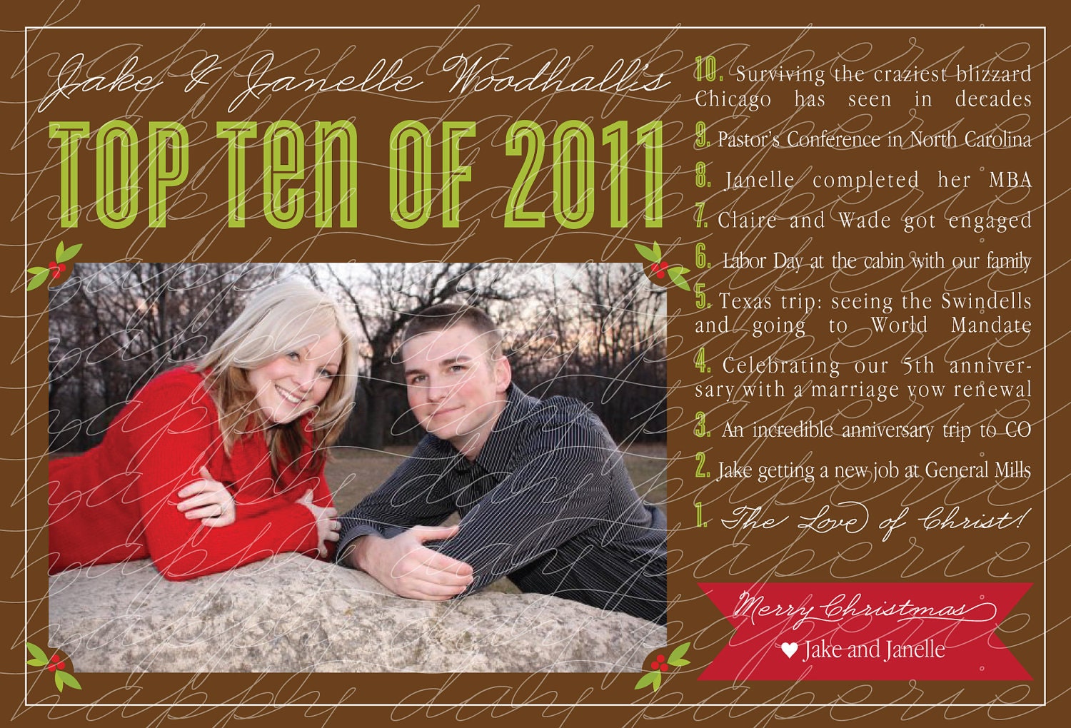 Top Ten - Custom DIGITAL Photo Christmas New Years Holiday Card Il_570xn