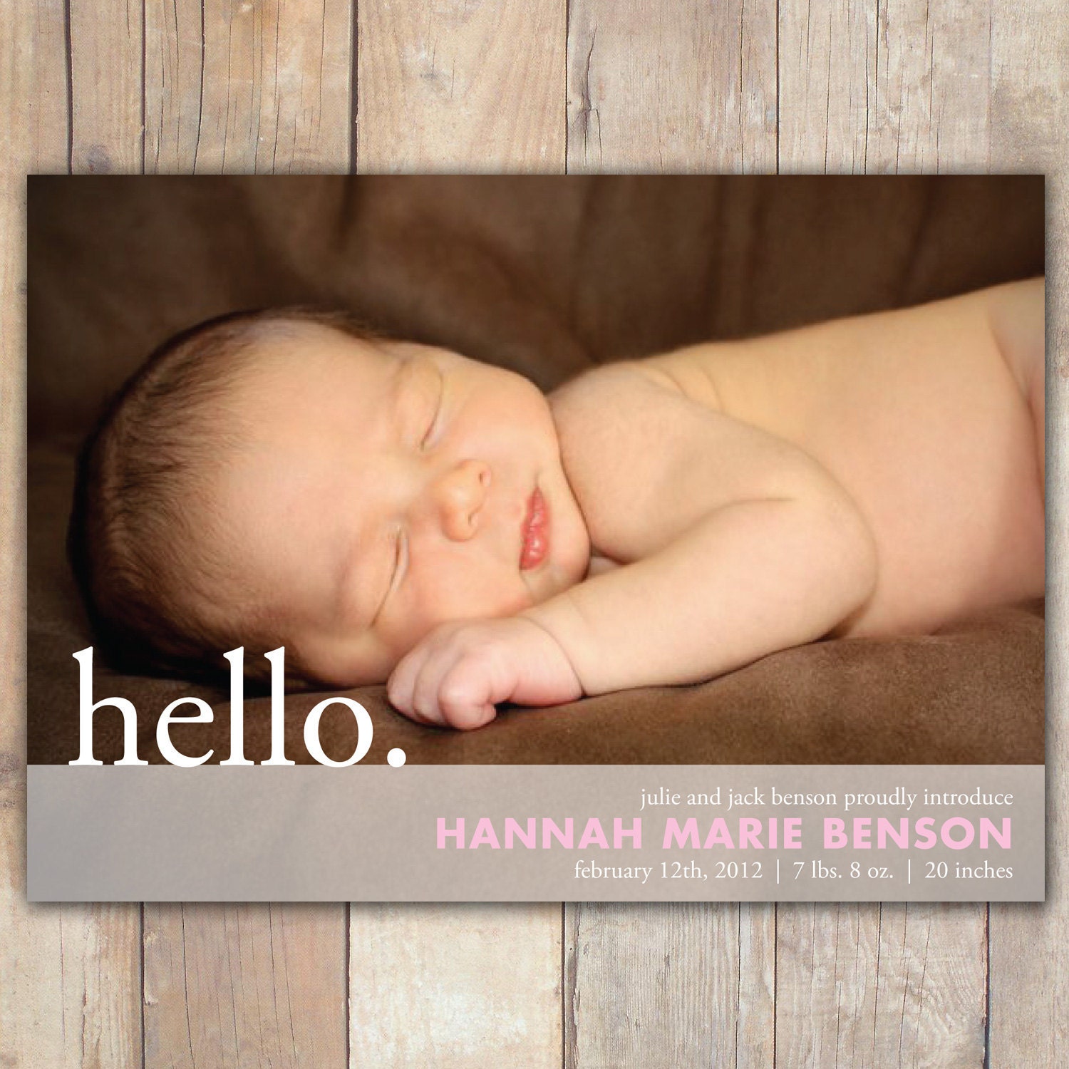 Hello Girl - Custom Photo Baby Birth Announcement Il_570xn