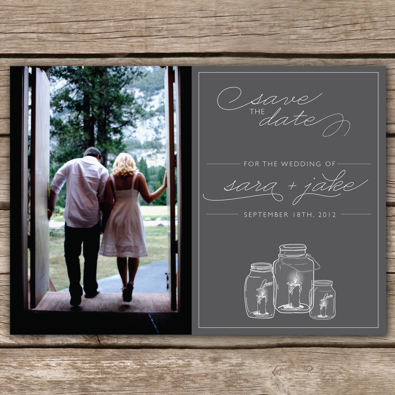 Mason Jars - Custom Save the Date Wedding Announcement Card Il_570xn