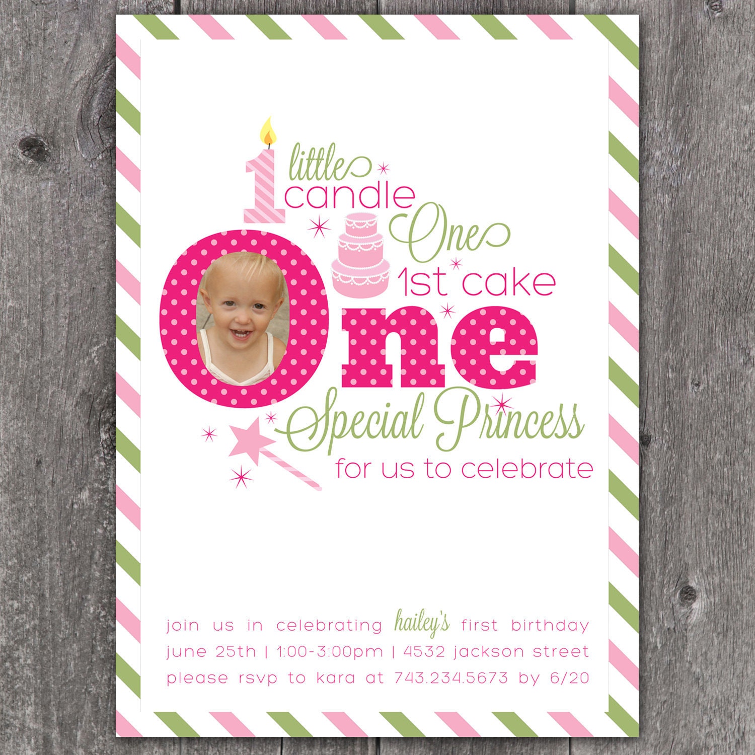 One Little Princess - Custom DIGITAL Photo Birthday Invitation Invite for Girl Il_570xn