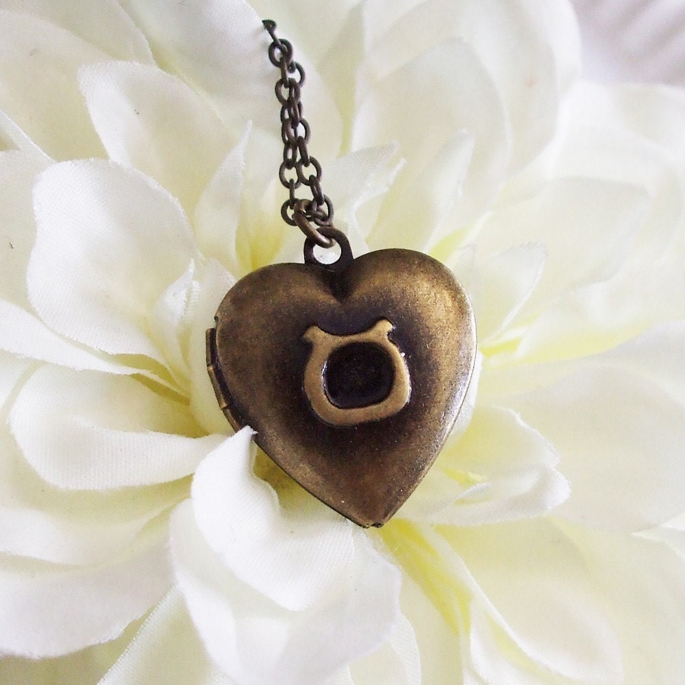 april birthday . zodiac heart locket necklace . bronze . taurus