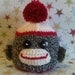 Baby Sock Monkey Hat for Baby boy or Baby Girl Charcoal Gray, white and red Newborn baby photo prop